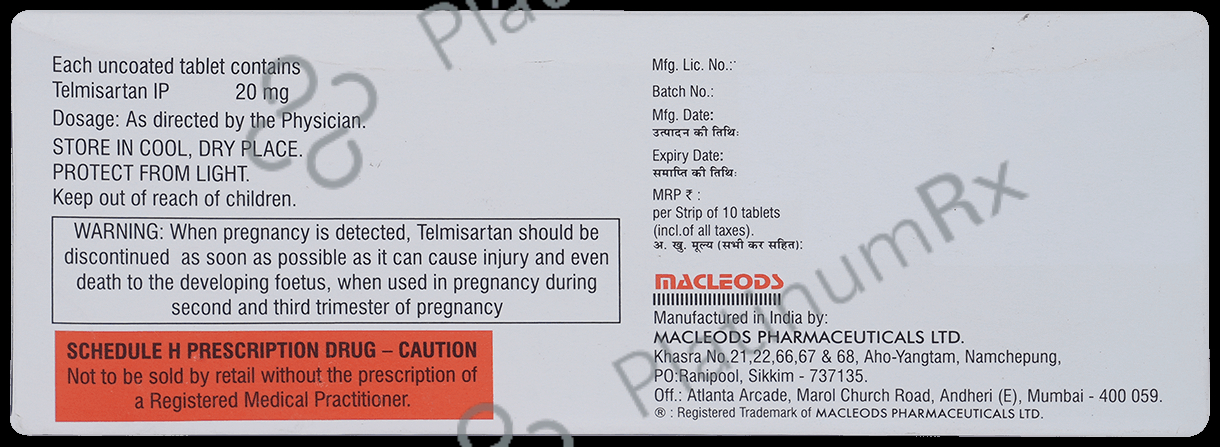 Telmiduce 20mg Tablet 10s