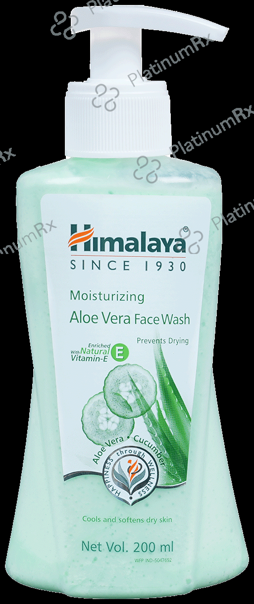 Himalaya Moisturizing Aloe Vera Face Wash with Cucumber Extract - Softens & Cools Dry Skin 200 ml