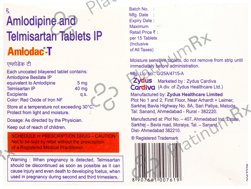 Amlodac T 5/40mg Tablet 15s