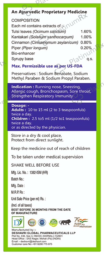 Deshavri SR 3 Cough Syrup