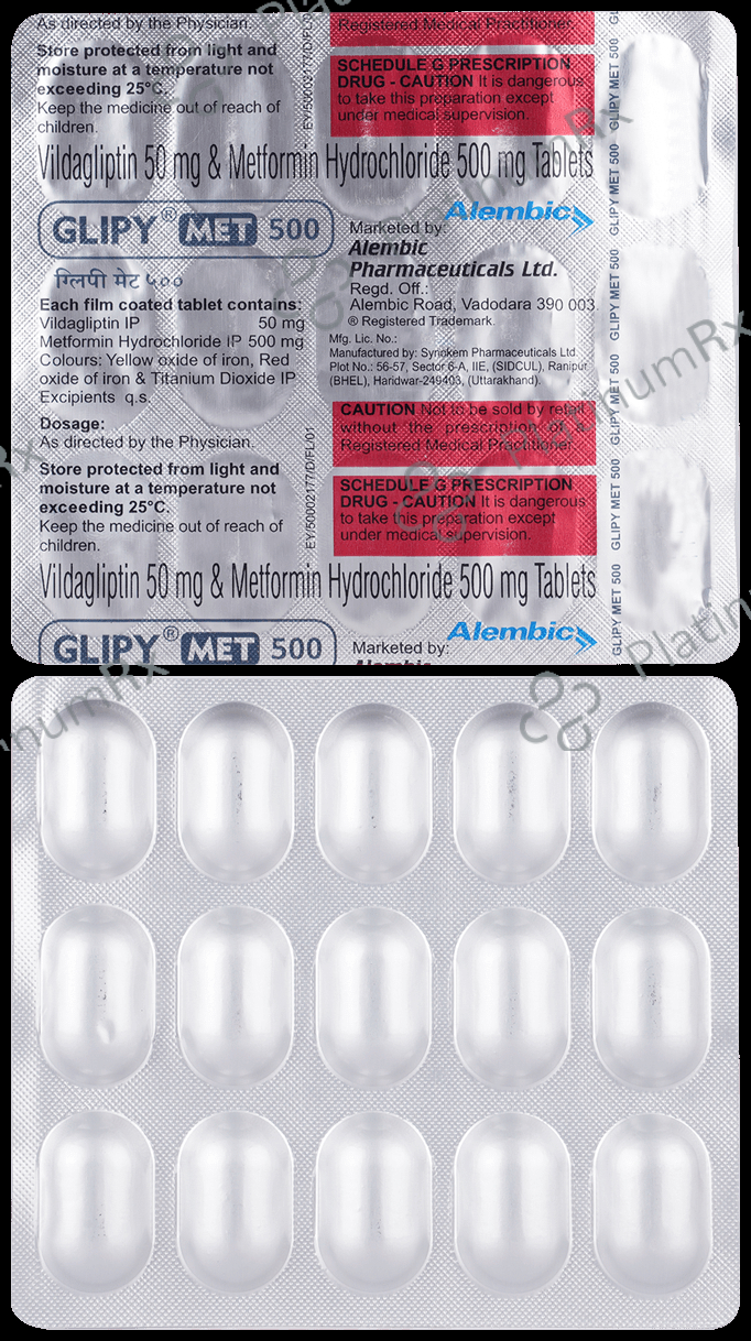 Glipy Met 500mg Tablet 15s