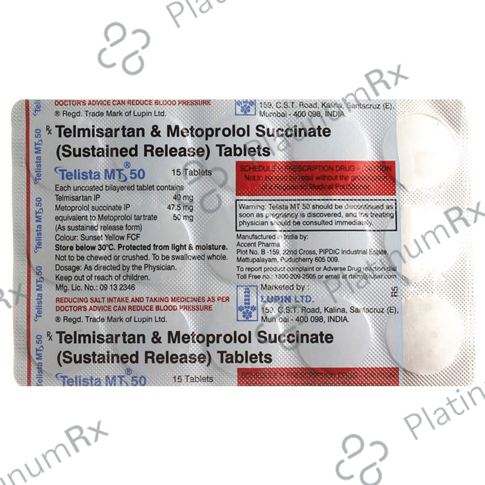 Telista MT 50/40mg Tablet SR 15s