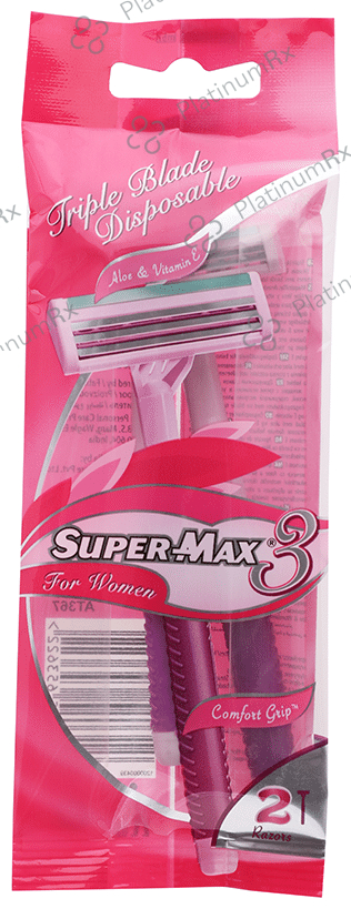 Super-Max Triple Blade Disposable Comfort Gripe Razor for Women 2 units