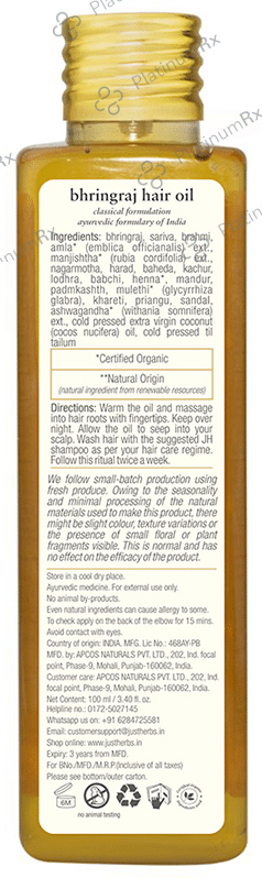 Just Herbs Bhringraj Hair Oil 100 ml