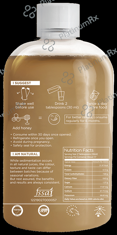 Vitro Naturals I Am Detox Aloe Vera Juice with Pulp for Digestive,Skin & Hair Health 500 ml