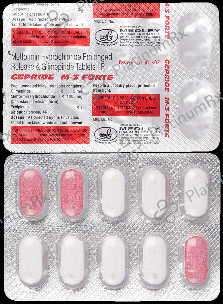 Gepride M 3/1000mg Tablet PR 10s