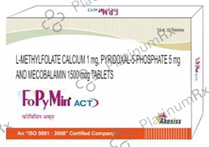 Fopymin Act Tablet with L-Methylfolate Calcium, Pyridoxal-5-Phosphate & Methylcobalamin 15 tablets