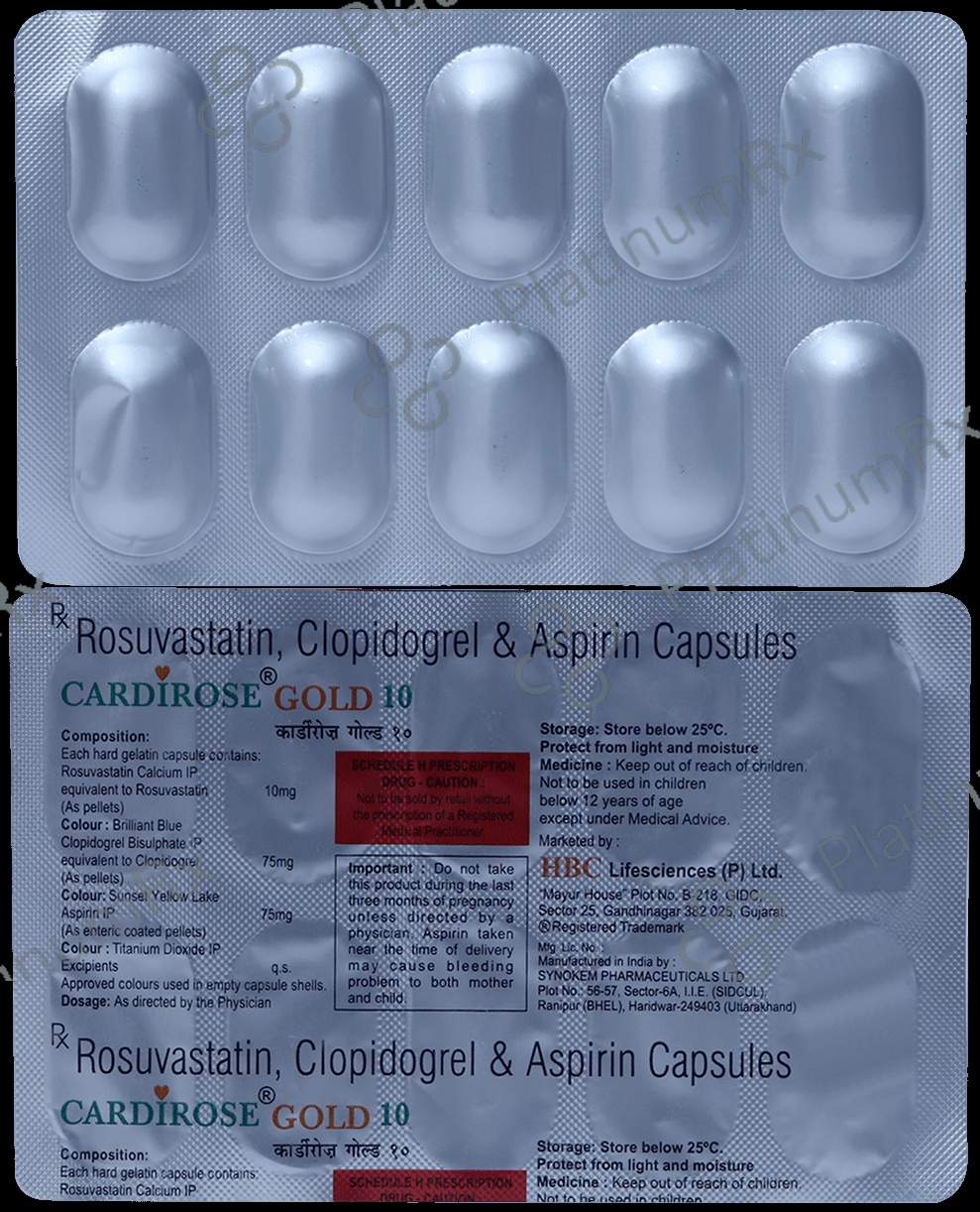 Cardirose Gold 10/75/75mg Capsule 10s