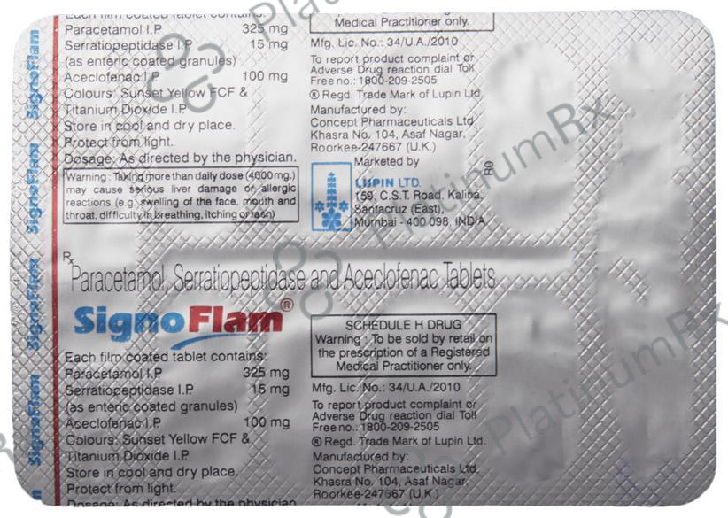 Signoflam 100/325/15mg Tablet 10s