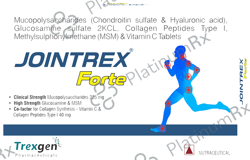 Trexgen Jointrex Forte - With Glucosamine, MSM, Vitamin C & Collagen Type I for Joints, Muscles & Cartilage Support - Tablet 30 tablets