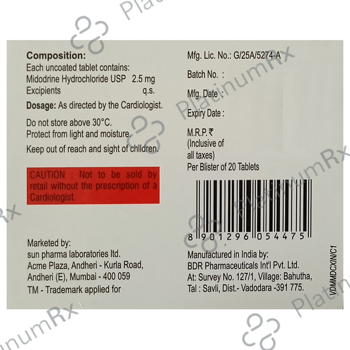 Midodrive 2.5mg Tablet 20s