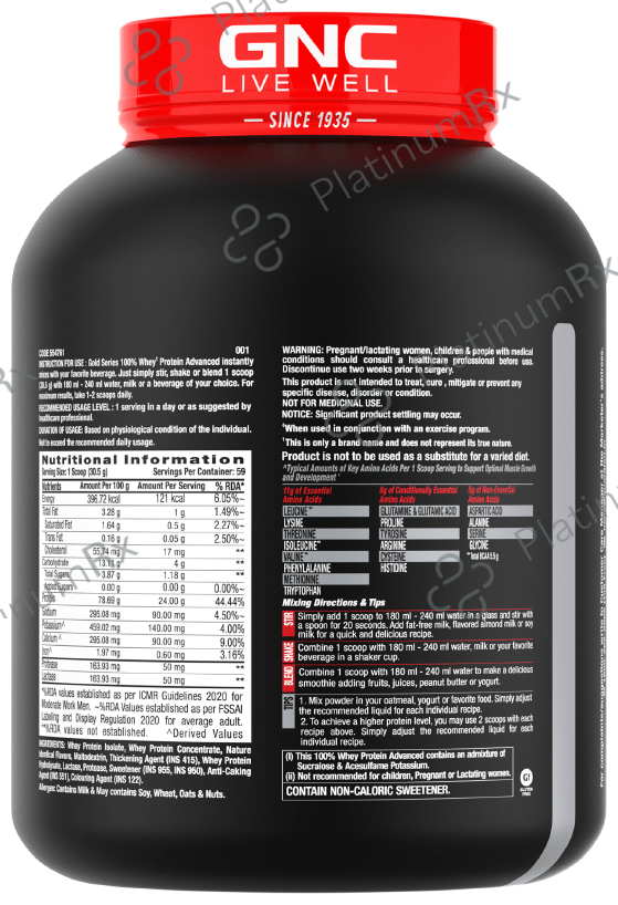 GNC Amp Gold 100% Whey Protein Advanced Powder with Digestive Enzymes - For Lean Muscles - Flavour Powder Delicious Strawberry
