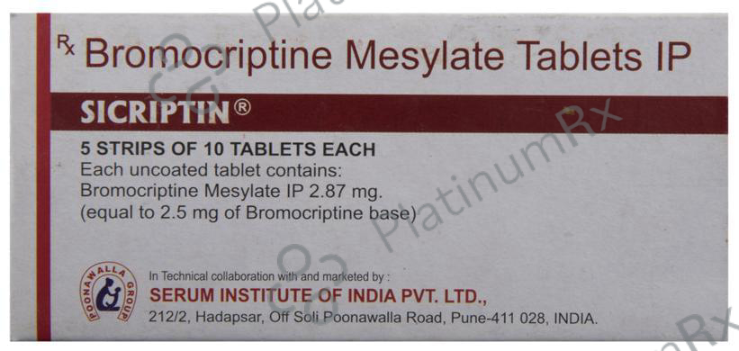 Sicriptin 2.5mg Tablet 10s