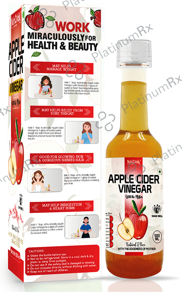 Nutrovally Apple Cider Vinegar for Weight Loss with Strand of Mother Unfiltered And Undiluted Vinegar (500ml Each)