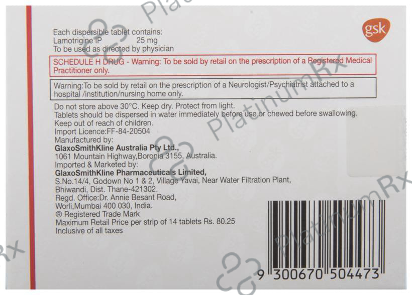 Lamictal 25mg Dispersible Tablet