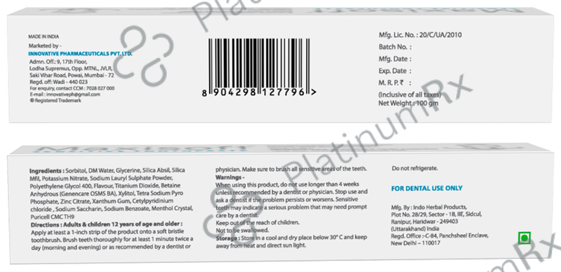 Maxisoft Sensitive Toothpaste (100gm Each) 1 Tube