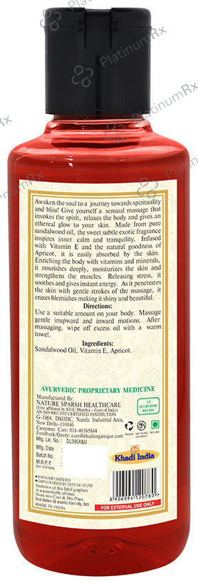 Khadi Organique Natural Massage Oil Sandalwood