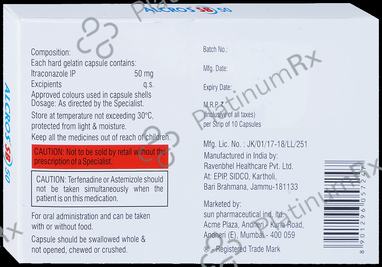 Alcros SB 50mg Capsule 10s