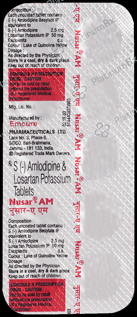 Nusar AM 2.5/50mg Tablet 10s