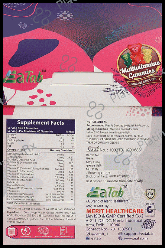 Eatab Multivitamins Gummies Immune Booster Gluten Free