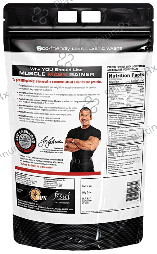 Labrada Muscle Mass Gainer Chocolate Powder 5 kg