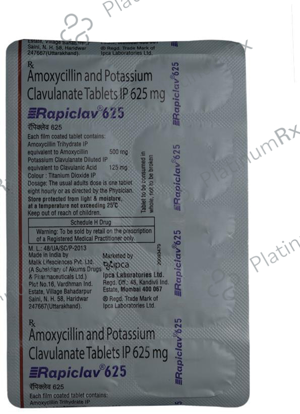 Rapiclav 500/125mg Tablet 10s