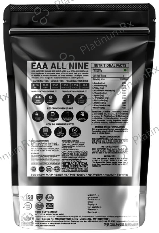 Oxin Nutrition EAA All Nine Amino Acids Tropical Orange 200 gm
