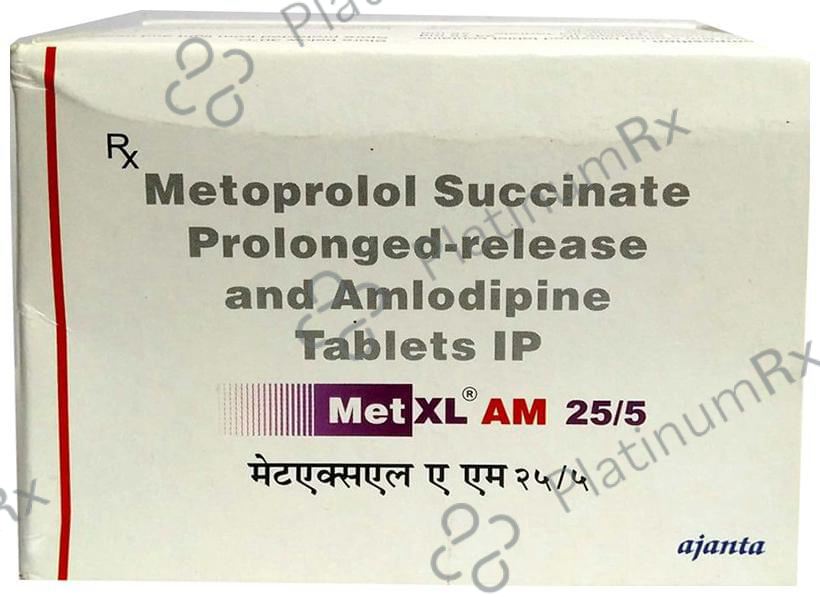 Met XL AM 25/5mg Tablet PR 20s