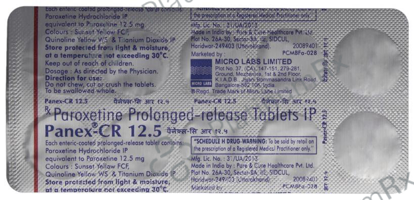 Panex CR 12.5mg Tablet 10s