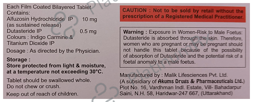 Alfugress D 10/0.5mg Tablet SR 10s