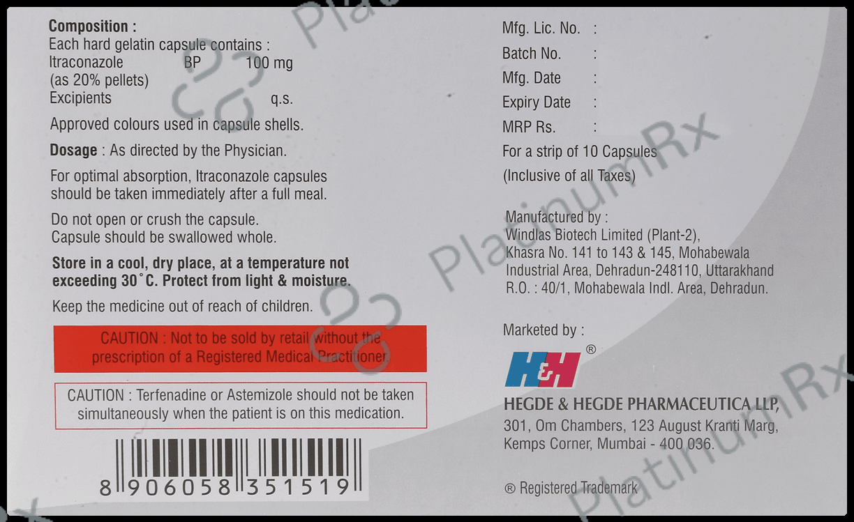 Itzhh 100mg Capsule 10s