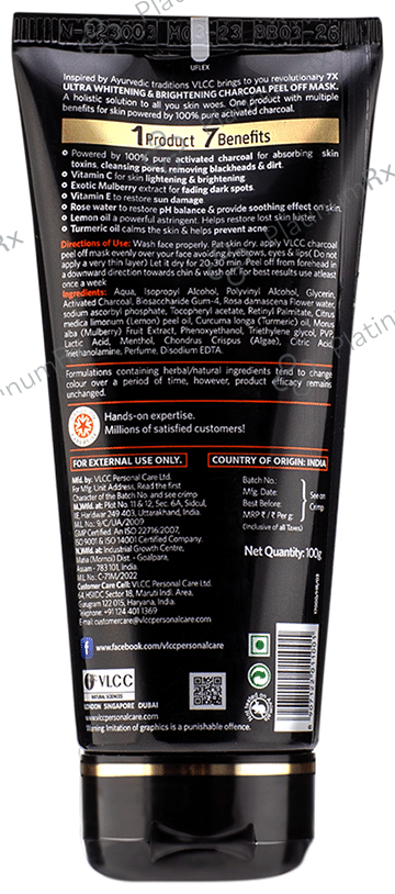 VLCC Wellscience 7X Ultra Whitening Brightening Peel Off-Mask (100gm Each) Charcoal