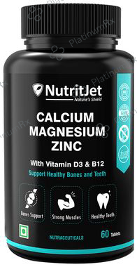 NutritJet Calcium Magnesium & Zinc with Vitamin D3 & B12 - For Healthy Bones, Muscles & Teeth - Tablet