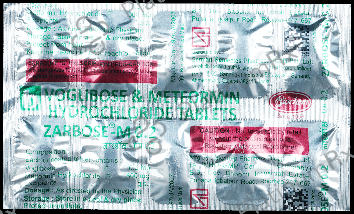 Zarbose M 500/0.2mg Tablet 10s
