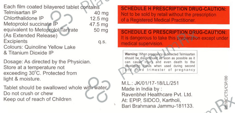 CTD-MT 12.5/50/40mg Tablet ER 10s