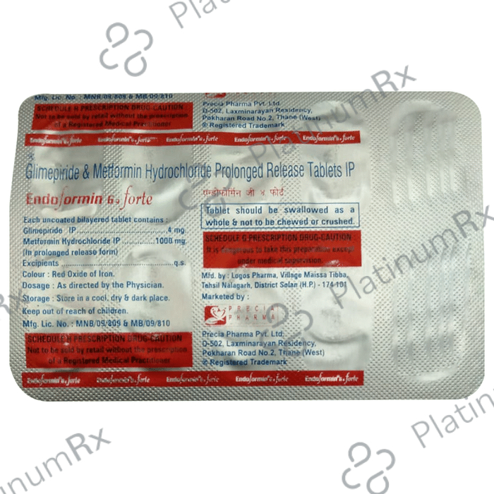 Endoformin G Forte 4mg/1000mg Tablet PR