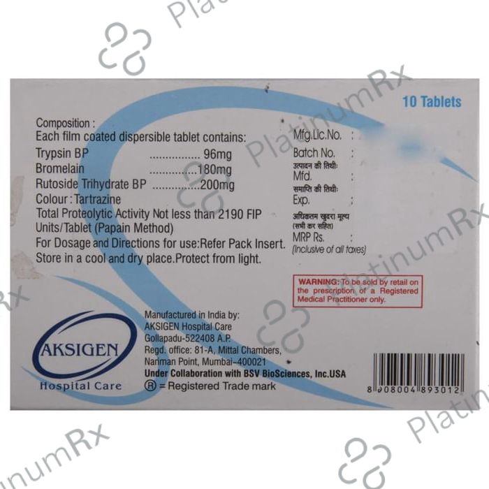 Disperzyme 180/200/96mg Tablet 10s