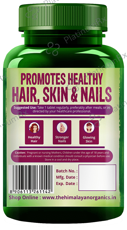 Himalayan Organics Biotin 10000mcg for Nails, Hair & Skin Health - Tablet