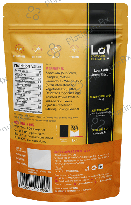Lo! Foods Low Carb Jeera Biscuit