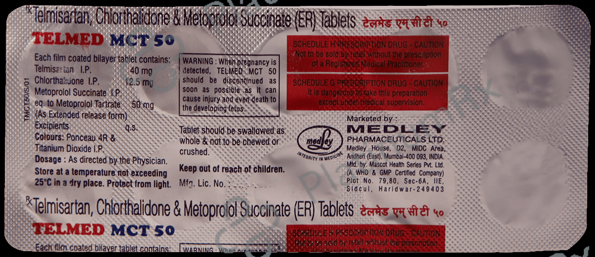 Telmed Mct 12.5mg/50mg/40mg Tablet