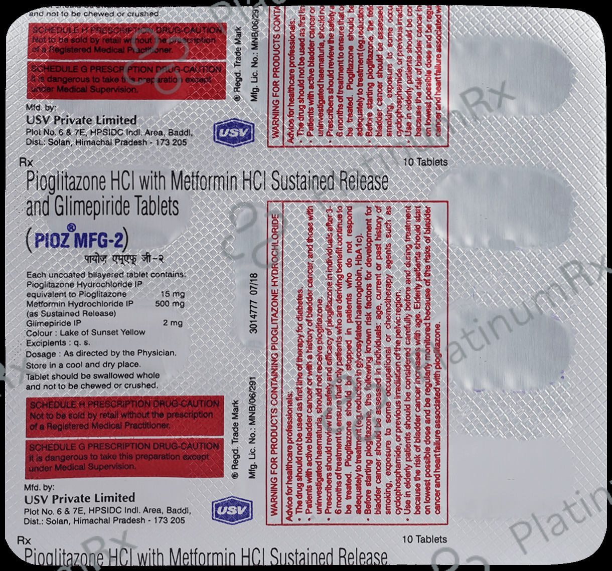 Pioz MF G2 2/500/15mg Tablet SR 10s