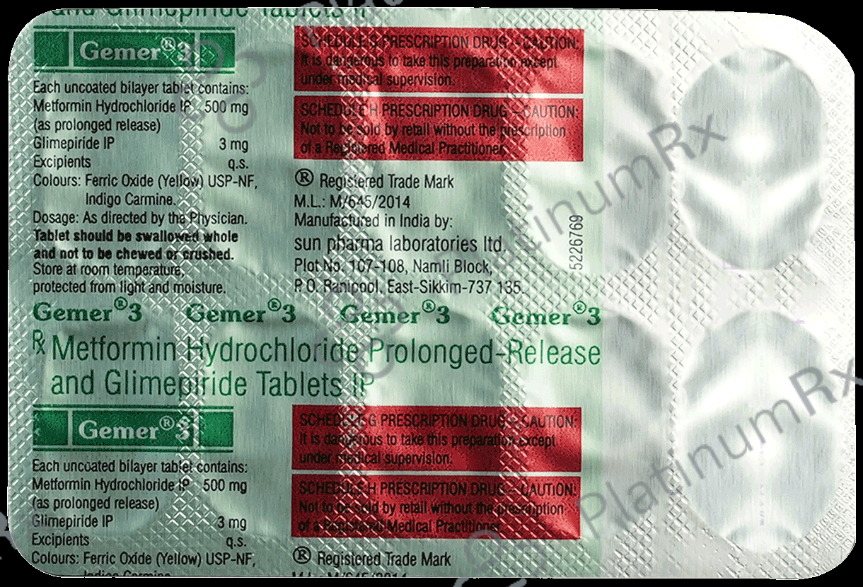 Gemer 3/500mg Tablet PR 10s