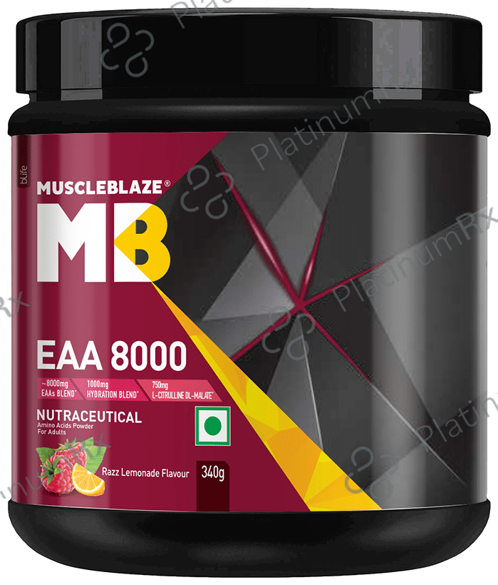 MuscleBlaze EAAs 8000 - With L-Citrulline - For Muscle Synthesis - Powder Razz Lemonade