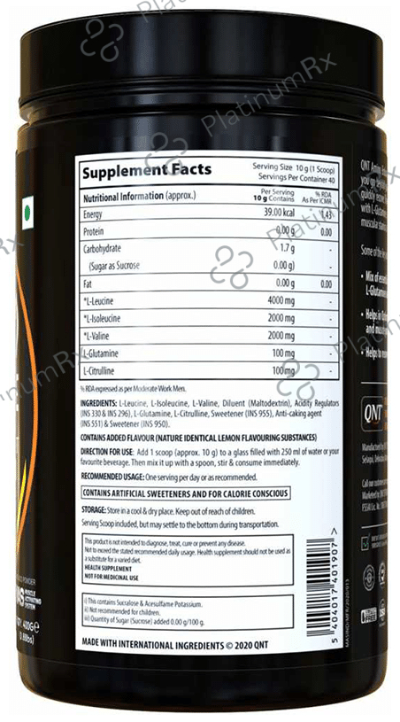 QNT Amino Endurance Lemon 400 gm