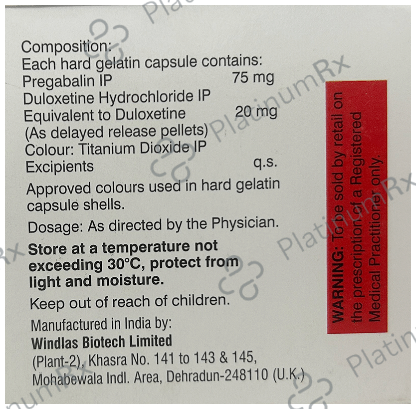Sonaxa D 75mg/20mg Capsule