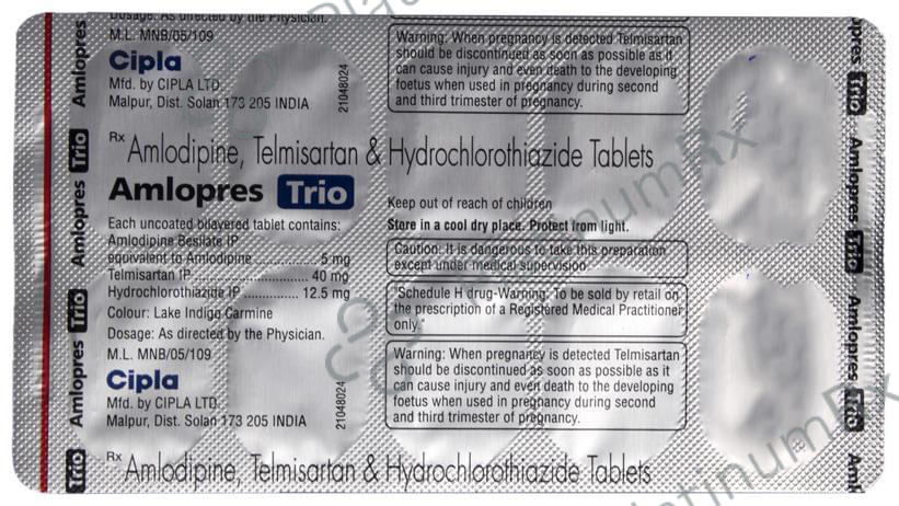Amlopres Trio 5/12.5/40mg Tablet 10s