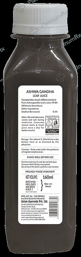 Axiom Jeevan Ras Ashwagandha Leaf Juice No Added Sugar