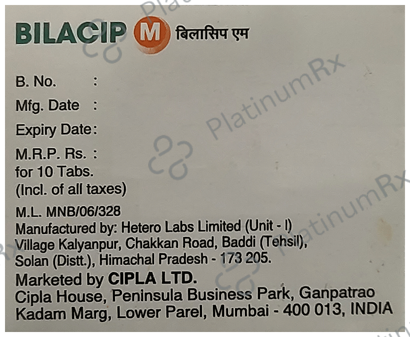 Bilacip M 20/10mg Tablet 10s