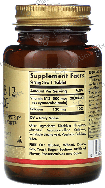Solgar Vitamin B12 500 MCG Vegetable Capsule 100 vegicaps Capsule That's My Stuff
