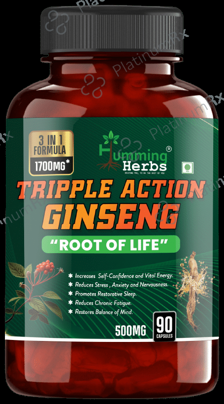 Humming Herbs Tripple Action Ginseng 500mg Veg Capsule